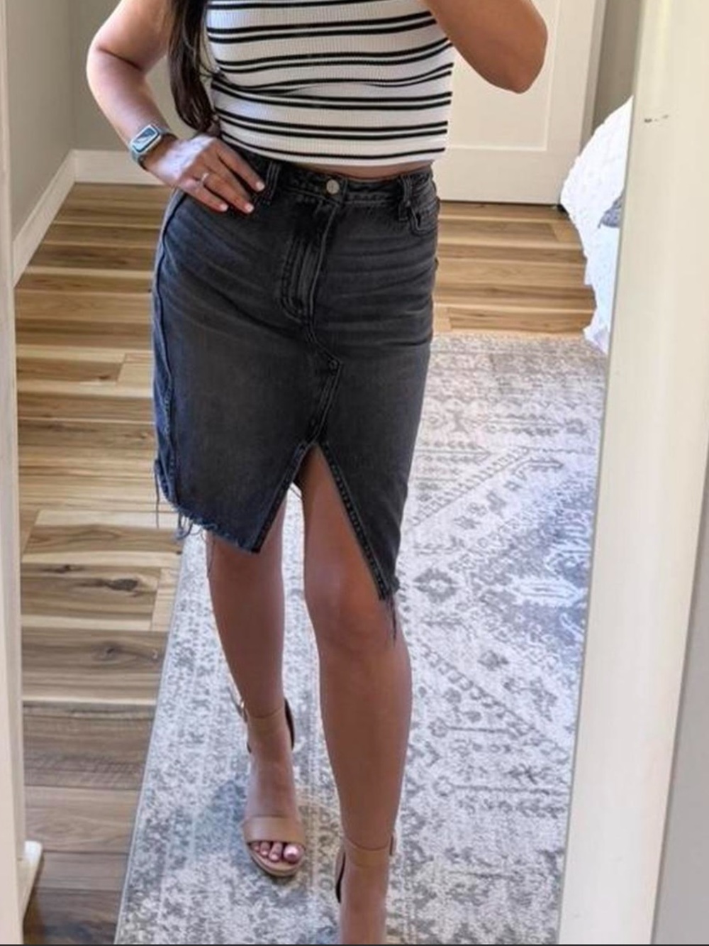 Abercrombie & Fitch Dark Gray Denim Pencil Skirt